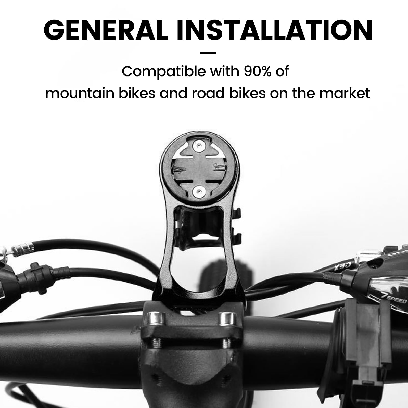 Supporto per Computer da Bici, Supporto a Sgancio Rapido Compatibile con Garmin, Wahoo, Bryton, Ciclocomputer, Compatibile con GoPro, Supporto Esteso per Computer da Bici Esterno (Nero)