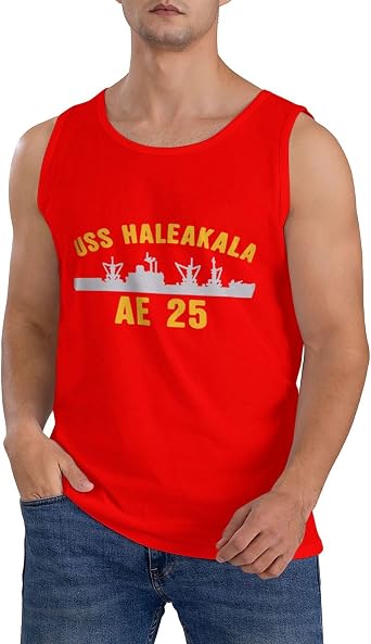 USS Haleakala Ae 25 Mens Breathable Tank Top Novel Gym Workout Sleeveless T-Shirt Sports Tank Top T-Shirt