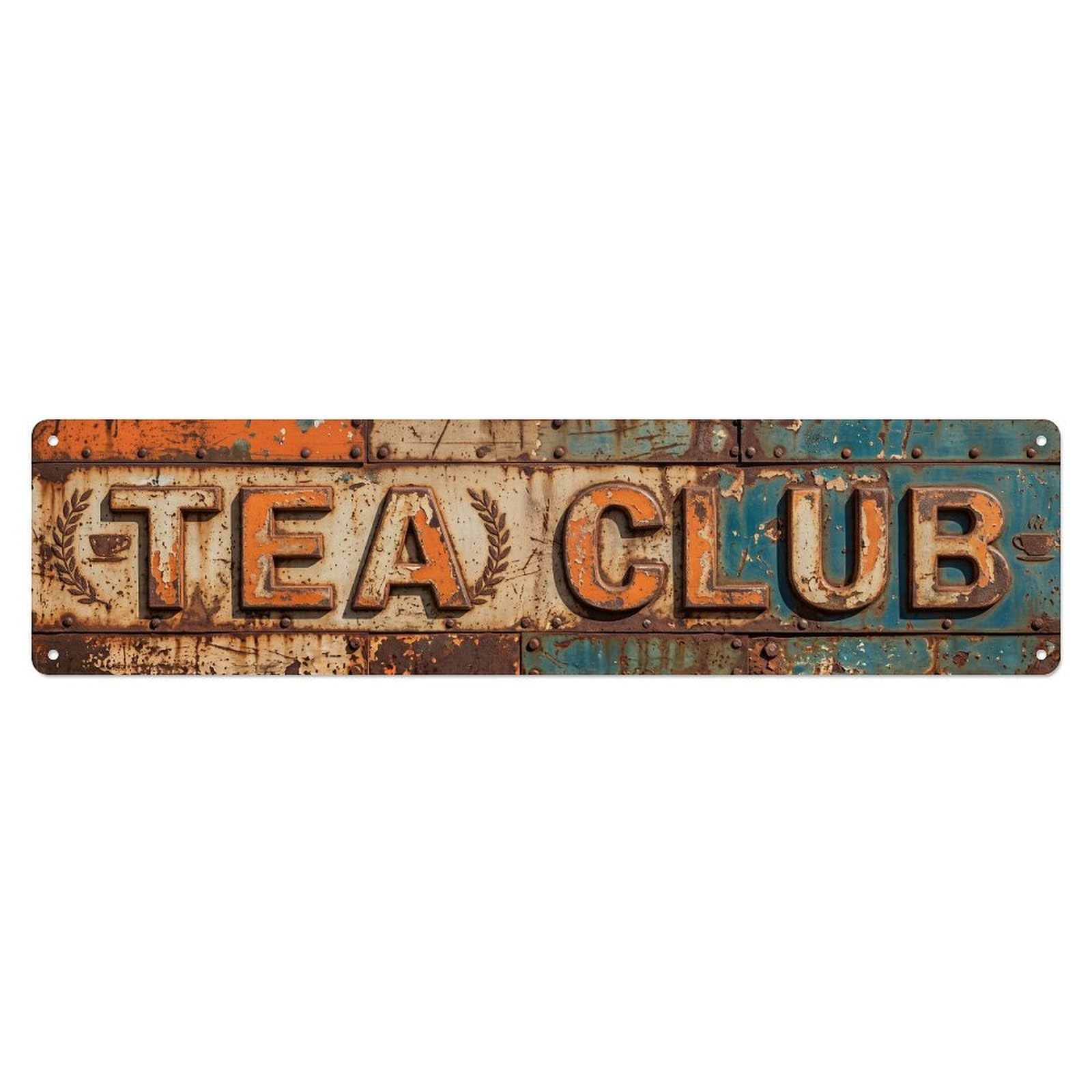Tea Club Rustic Wall Metal Tin Sign