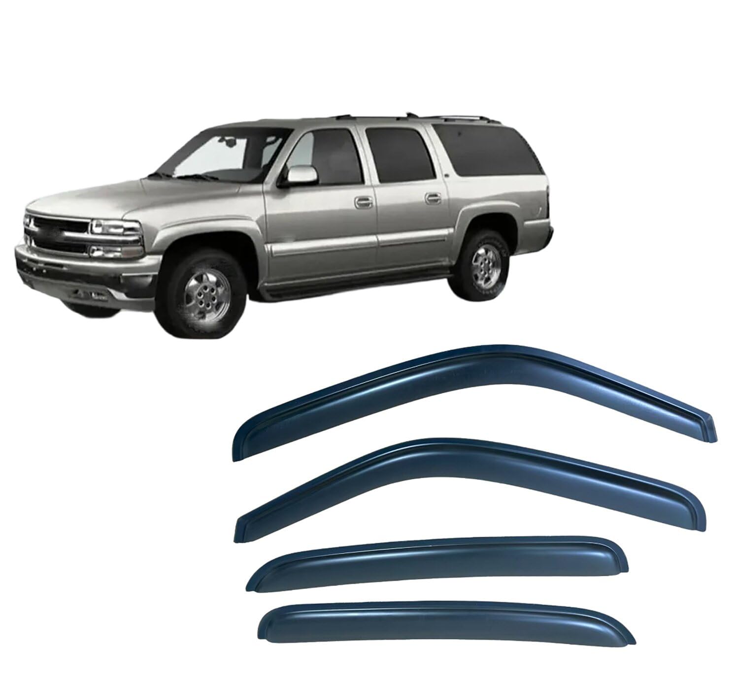 Liufangfc Normal Wind Deflectors For Chevrolet Suburban 2000-2006 – 4Pc Tape-On Smoked Visors, Weatherproof, Anti-Salt/Snow, Low-Noise