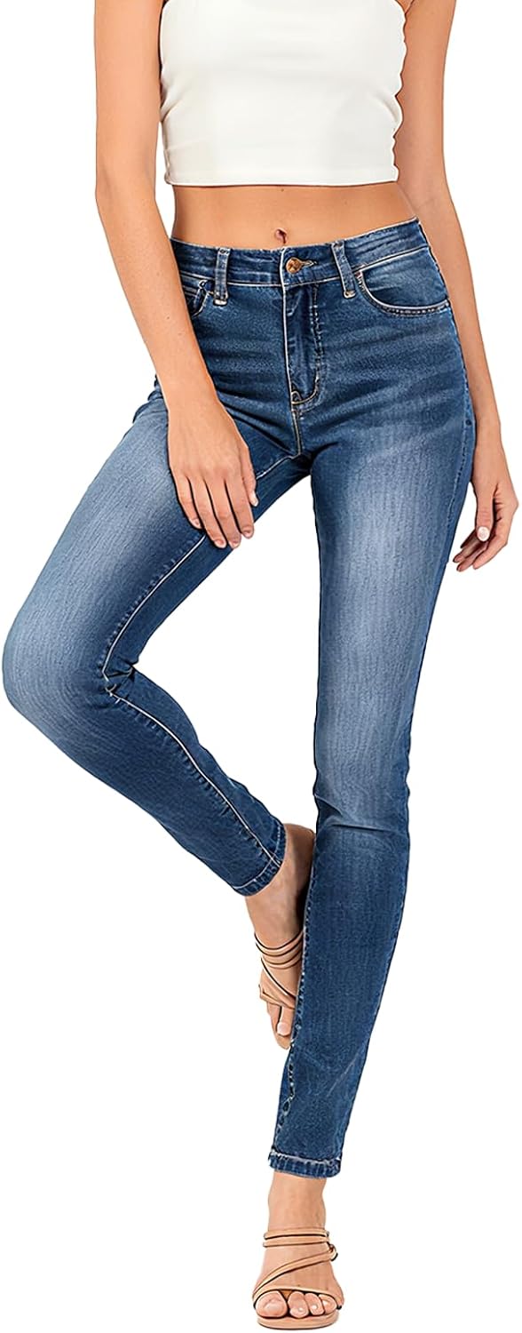 Ankle Skinny Jeans for Women Petite Stretchy Mid Waisted Curvy Jeans Trendy Slimming Denim Leggings for Sporty Casual