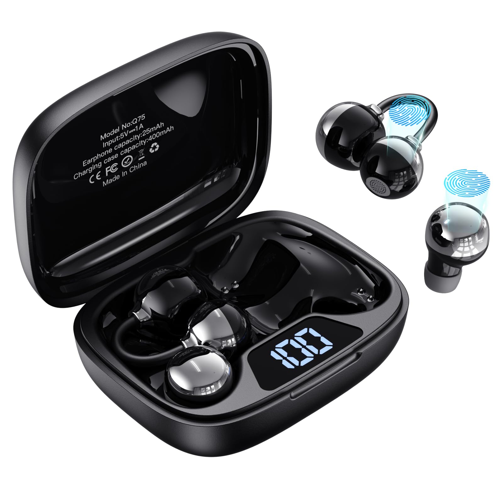 LESUN Open Ear Cuffie 5.4, Cuffie per Dormire con HiFi e Bassi Profondi, Auricolari Bluetooth Ultra Compatti da 32 Ore con Doppia Modalità Intelligente (Giorno + Notte), Cancellazione del Rumore, IP5