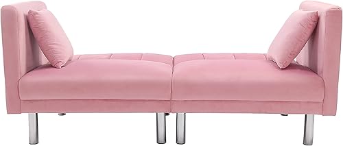 Miniatura 7 de LCH Sofá de tela moderno de 66.9 pulgadas, base de madera tapizada, muebles de diseño de dos cojines adecuados para espacios pequeños, sala de