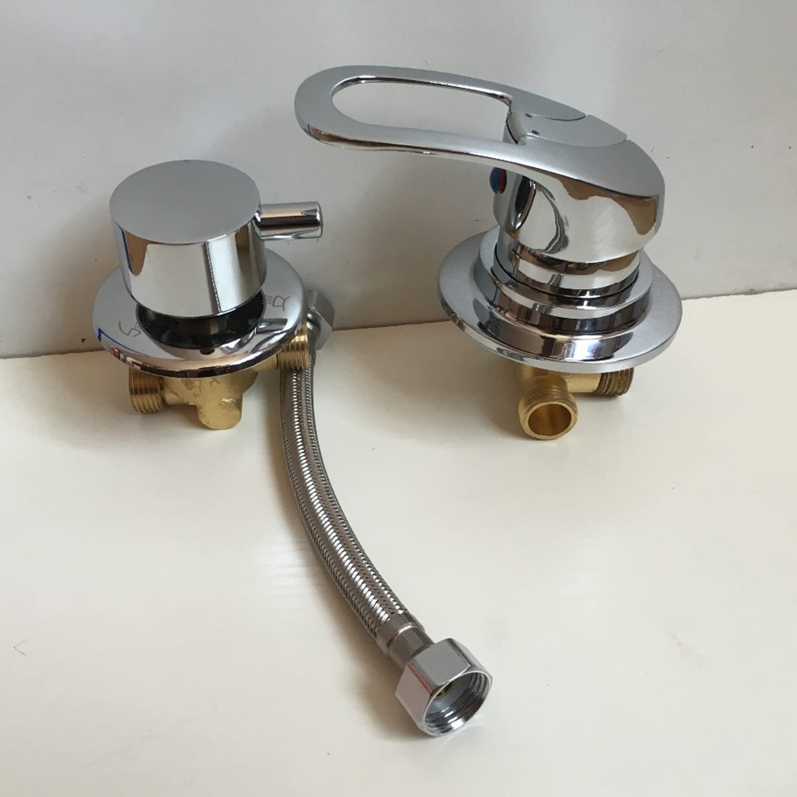 QHQQXN Naścienna mosiężna bateria prysznicowa 2/3/4/5, gwintowany kran przełączający G1/2 z wkładem ceramicznym, dzielona bateria wannowa zapewniająca efektywną kontrolę przepływu wody