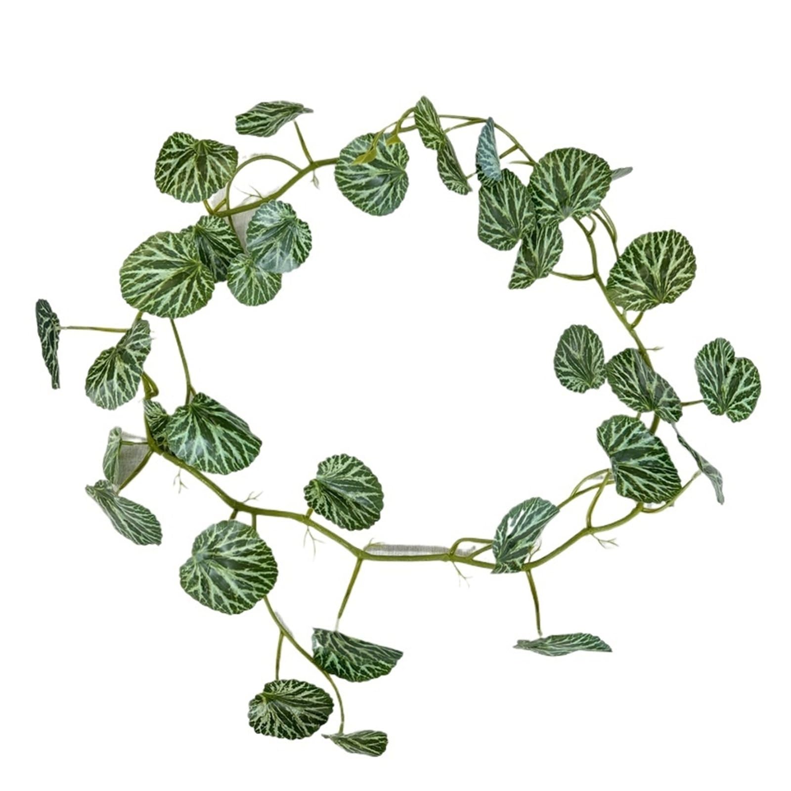 2pcs1.8m Artificial Lens Leaves Silk Plants Vines Floral Auditorium Decoration Simulation Leaf Green Plant Vine(Green round leaf)