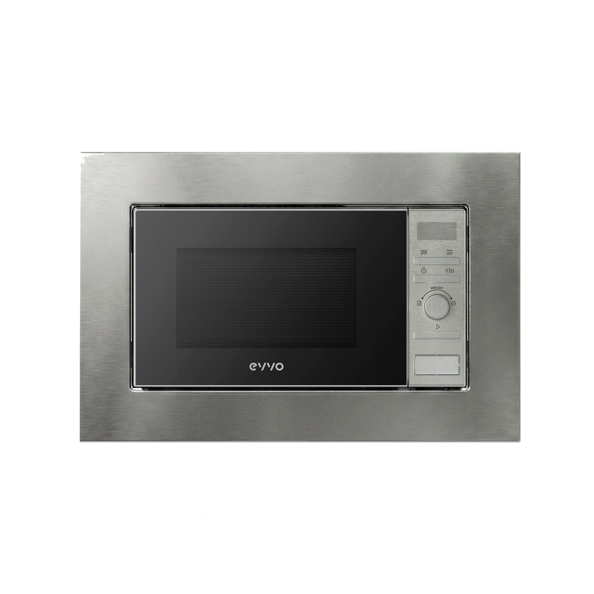 EVVO Microondas Integrable Mi30 Inox - 21 Litros, Horno Microondas Función Grill, Display Digital, Bloqueo Infantil y Temporizador de 60 Minutos, Negro