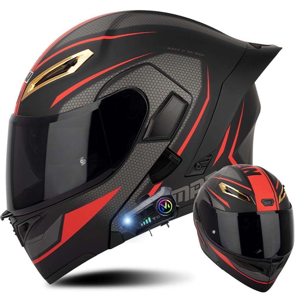 Modular Bluetooth Integrado Casco Moto, Casco Abatible con Doble Visera, Cascos Integrales,ECE Homologado, Casco Modular Integrado para Adultos Mujeres Y Hombres