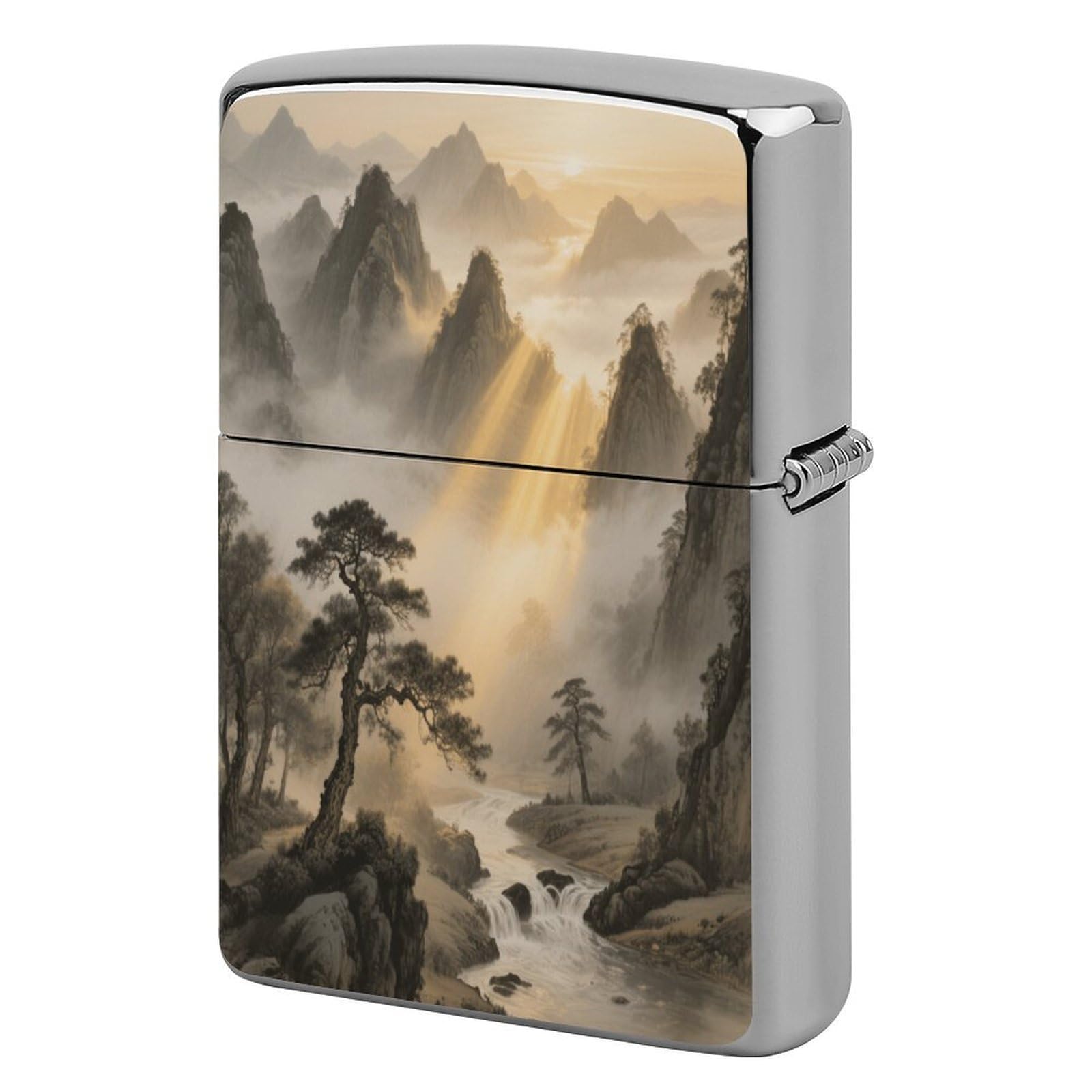 Fekiloot Style Mountains And Clouds And Mist Lighter Case Cover Metal Lighter Case