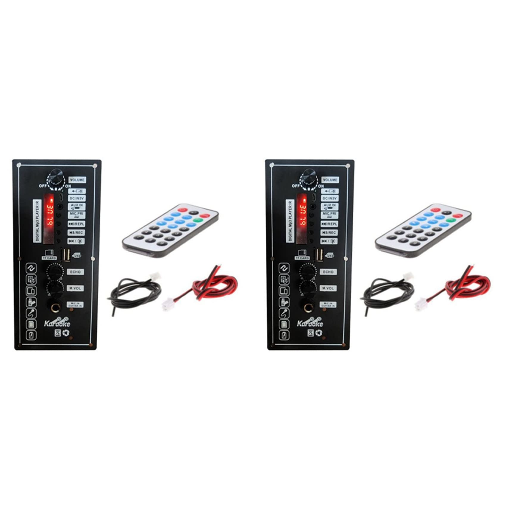 3X Placa Amplificadora de 3,7 V, Amplificador de Altavoz de Baile Cuadrado, Compatible con Bluetooth, AUX, Tarjeta TF, Grabación de Disco En U, Altavoz de 5-8 Pulgadas