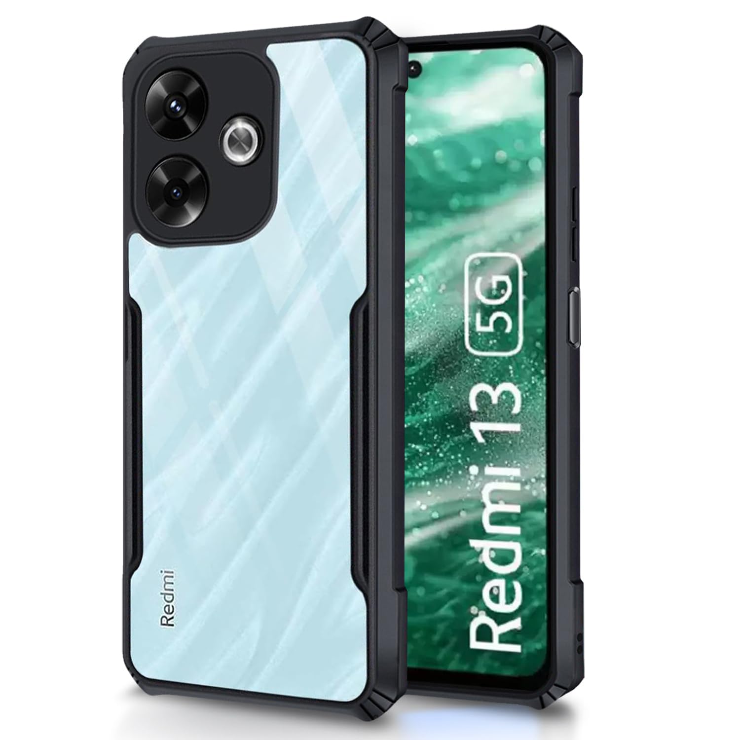 SHINESTAR Redmi 13 5G Back Cover Case | Ultra Thin 360 Degree Protection Crystal Clear Tranparent Bumper Back Cover Case for Redmi 13 5G - Black (B0D9M149HP) Amazon Price History, Amazon Price Tracker