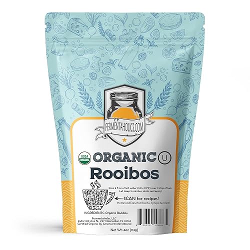 Fermentaholics Té Rooibos orgánico certificado por USDA - Perfecto para elaboración casera de kombucha, té caliente y té helado, certificado Kosher