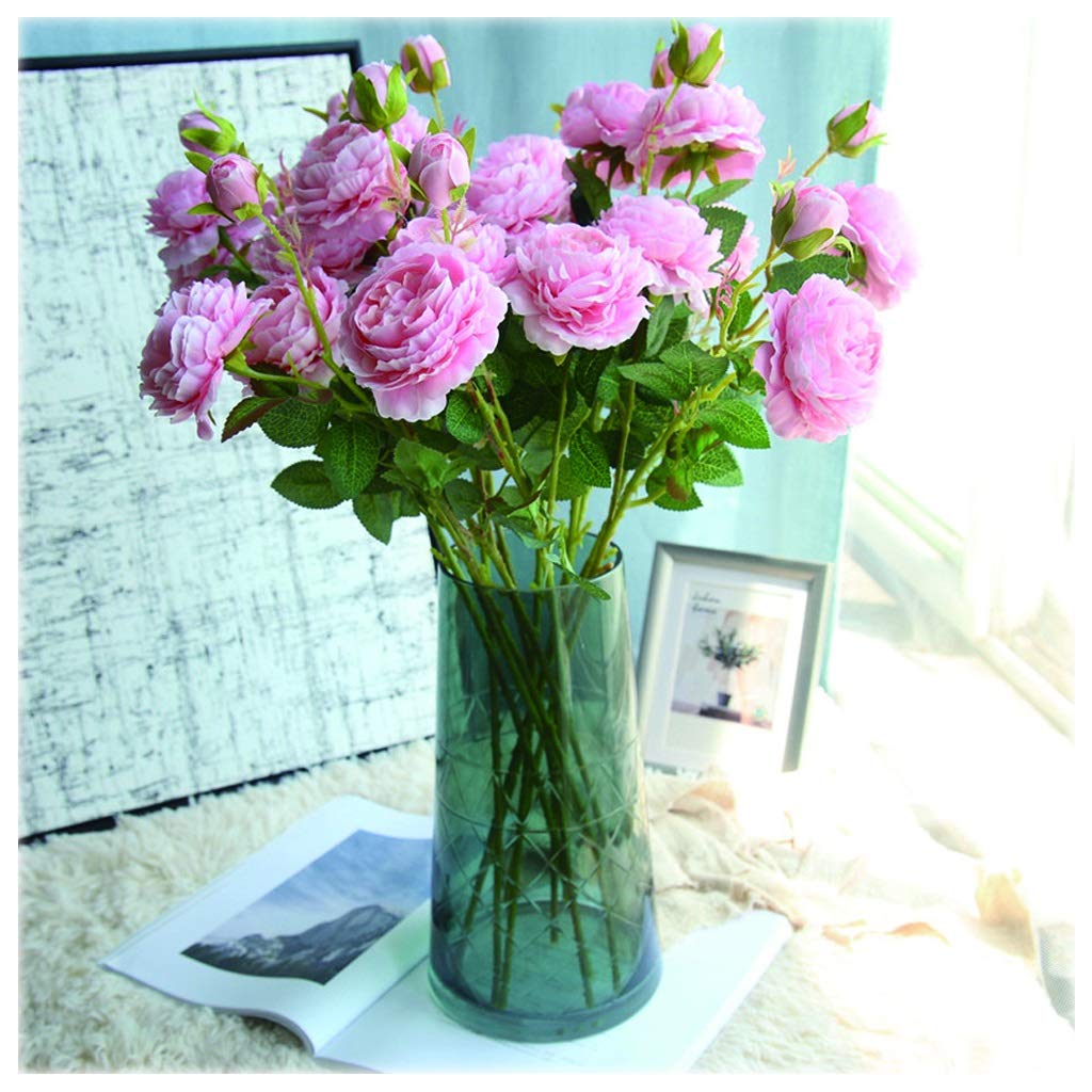 Roses artificielles en soie bouquet de 10 têtes champagne pour décoration de table de mariage