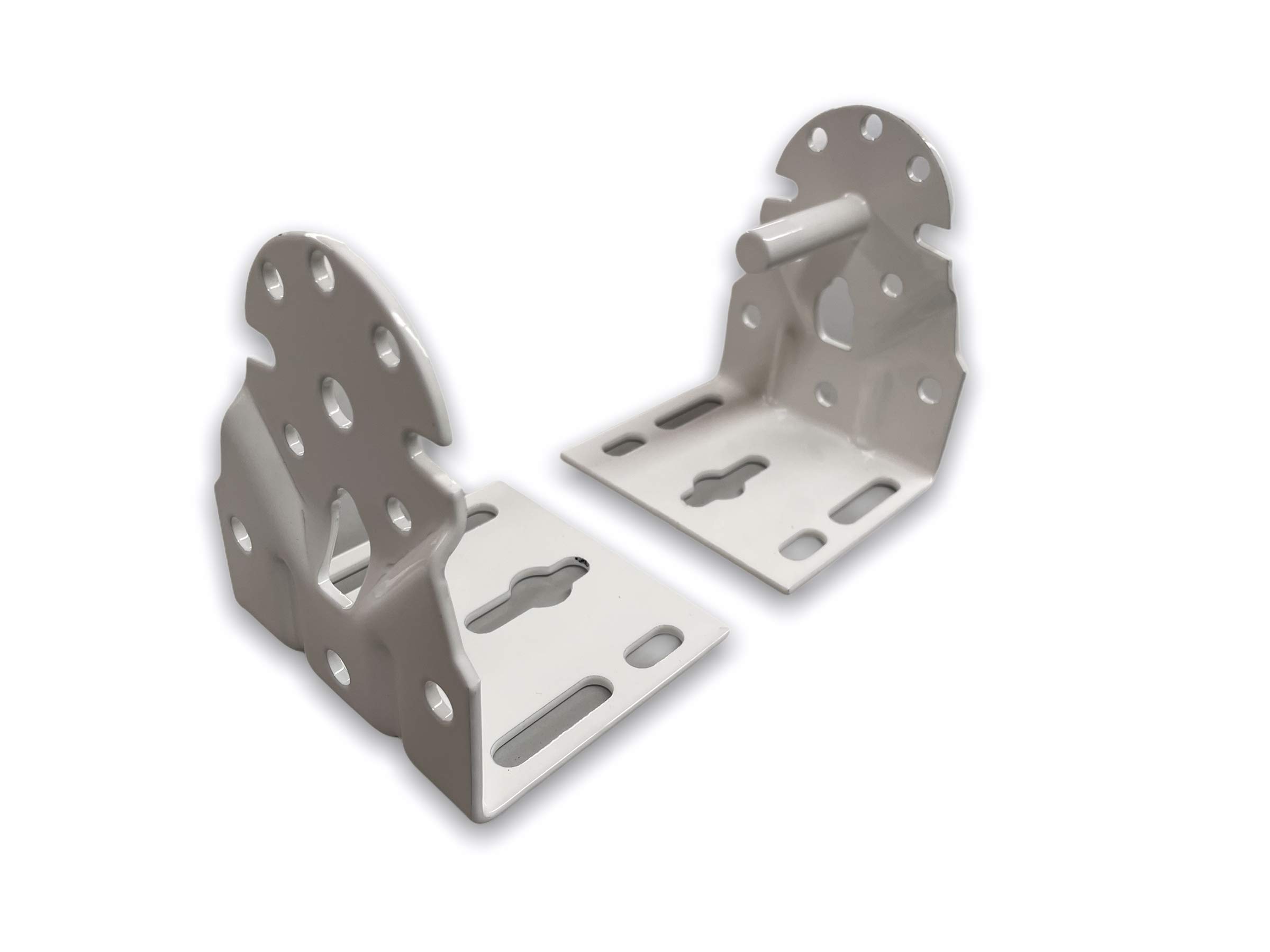 Teletoldo – Juego de 2 Soportes Universales para Toldo | Chapa de Acero Lacado en Blanco | Recambio Profesional para Fijación a Pared o Techo | Resistencia Exterior