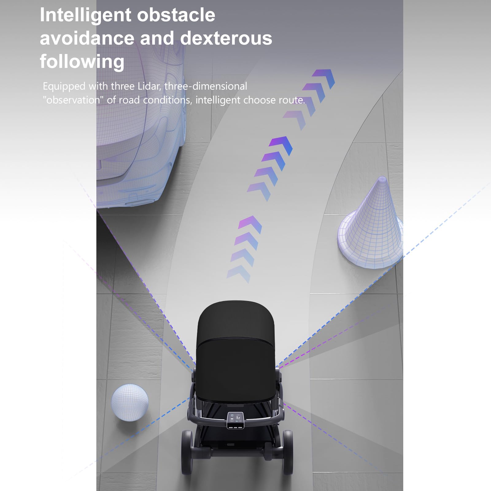 Veitoalioy Elettrico Intelligente Passeggino Neonati, Per Neonato Passeggini Dotato di Ruote in PU e telaio in Alluminio, Passeggino Pieghevole, Carrozzino multifunzione (WL8 Black)