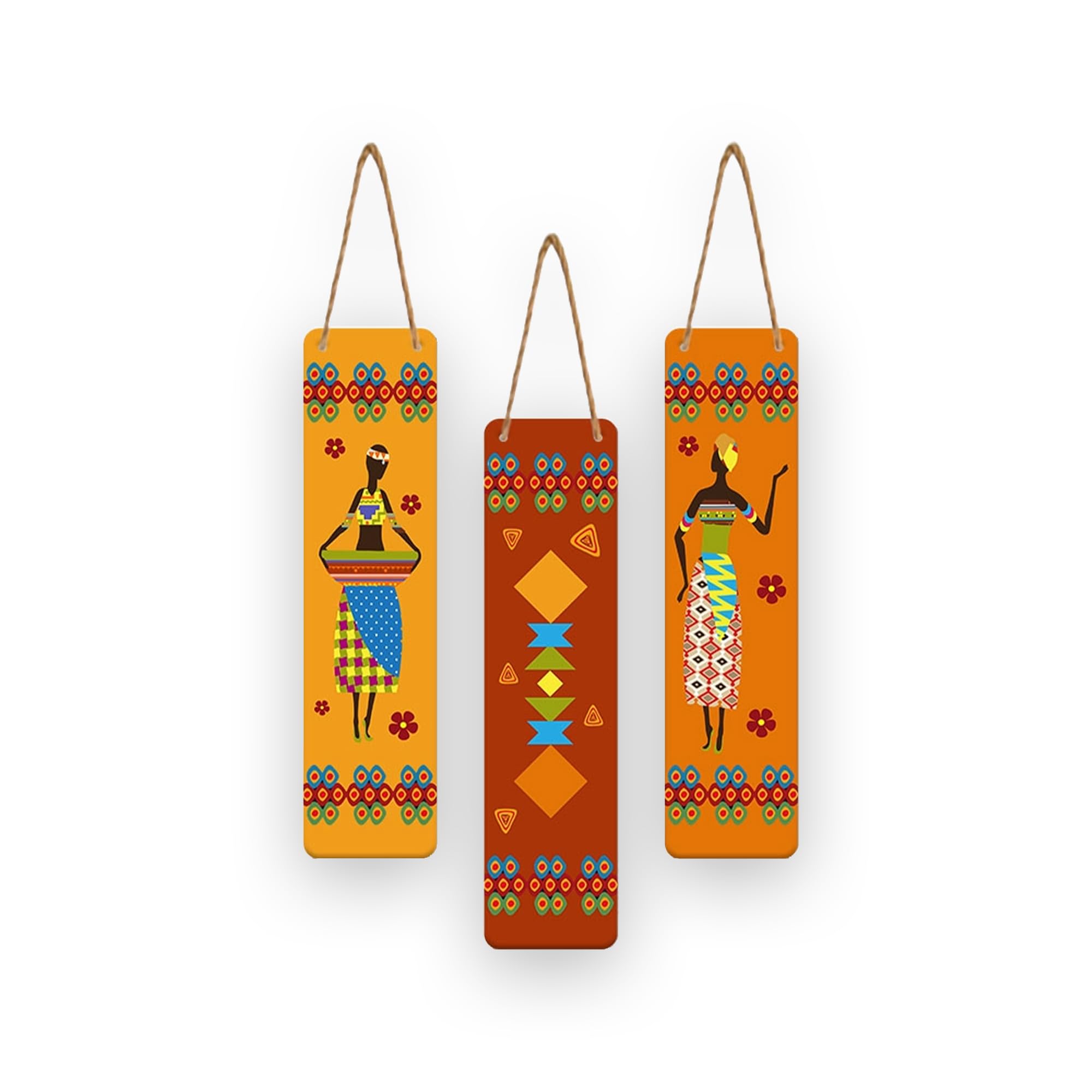 Decor Smart Wooden Wall Hanging Tribal Women Theme | Geometric Pattern Design | Colorful Bohemian Wall Decor for Living Room | Living Room | Balcony | Artistic MDF Accent for Home & Office (DWA_8102)-image-43