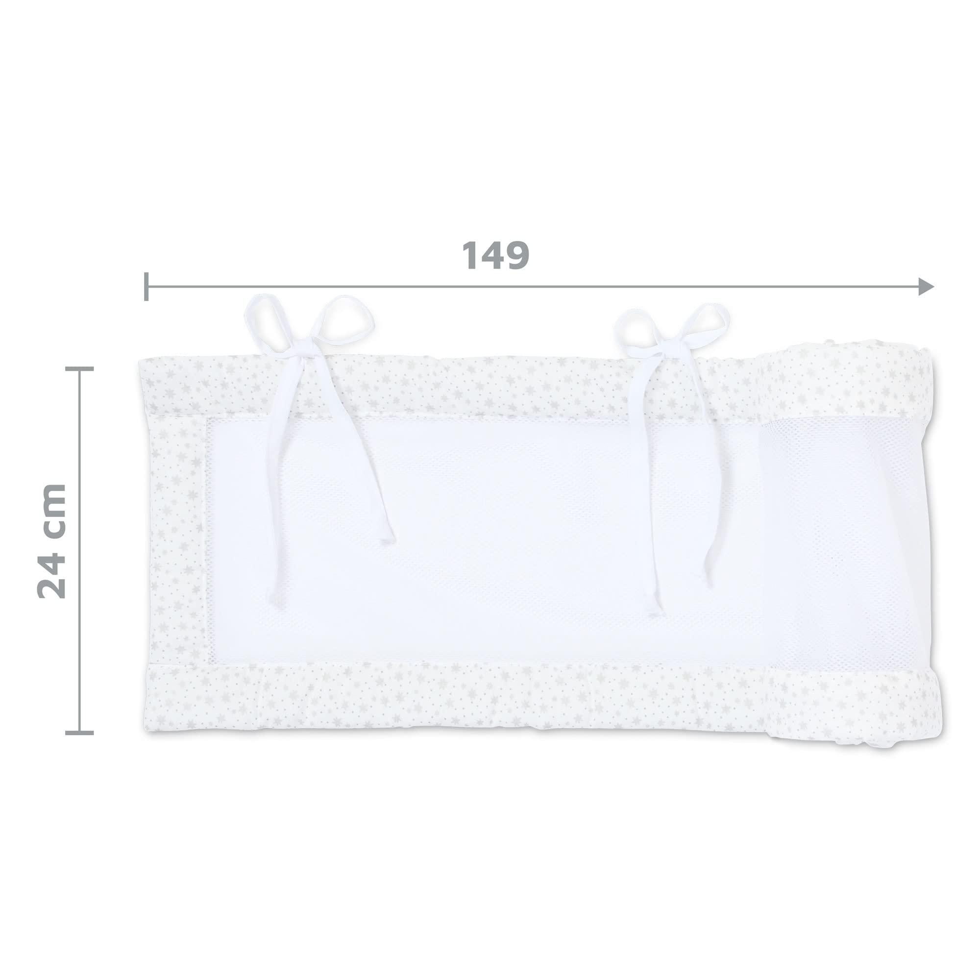 babybay Protector de cuna de malla apto para modelo original, color blanco con estrellas brillantes plateadas