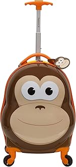 Jr. Kids' My First Hardside Spinner Luggage, Telescoping Handles, Light and Dark Brown, Black and White, Carry-On 19-Inch