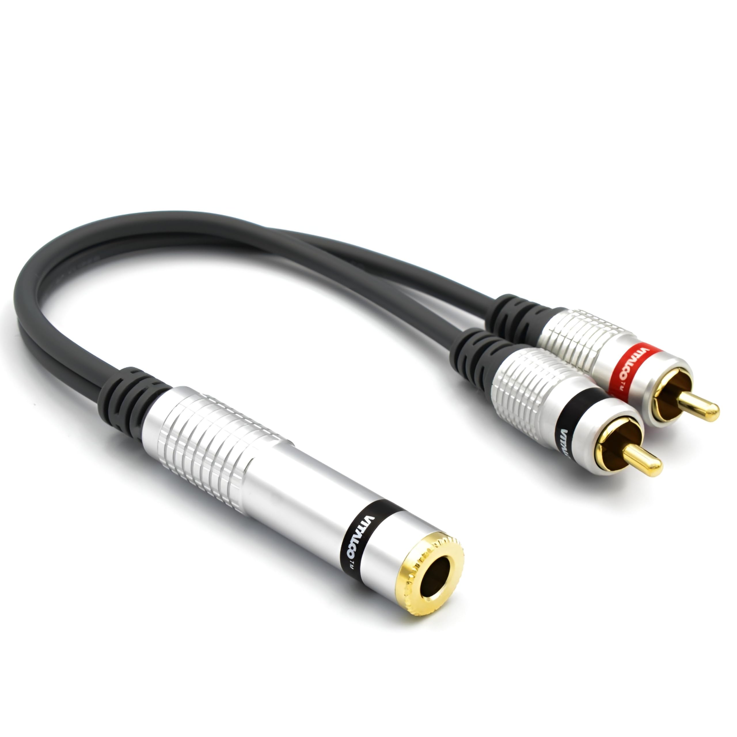 Adattatore Jack 6.3 Stereo a 2x RCA Audio 6.35 Stereo TRS Femmina a Doppio RCA Maschio Cavo Connettore