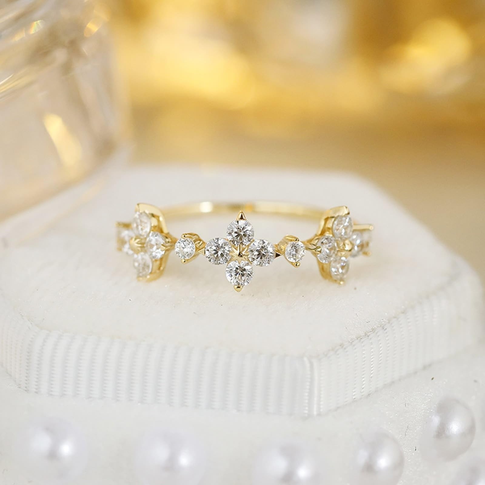 Or Au 375/585/750 Bague de fiançailles classique avec moissanite