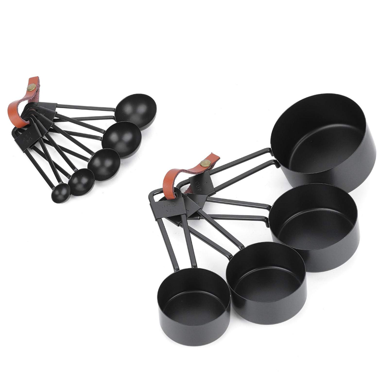 v Measuring Spoon Set, 9PCS Black Measuring Cups Set Coffee Spoon with Scale for Kitchen Baking Cooking Tools