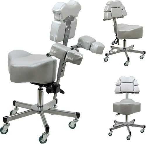 InkBed Taburete ergonómico patentado para artista, silla y asiento de horcajadas con soporte de espalda, color gris