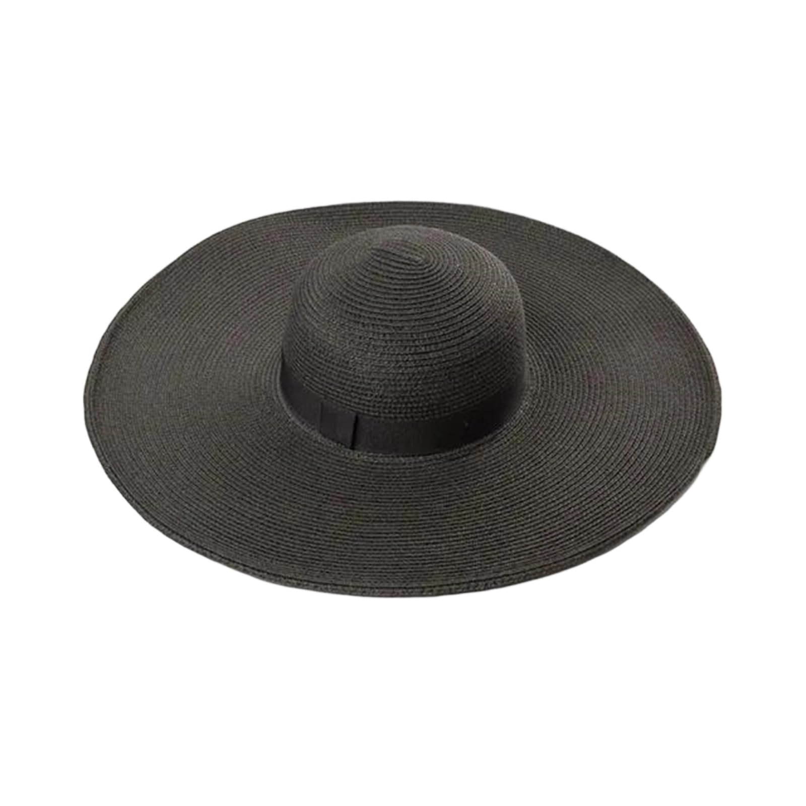 EYRMQWJPC Wide Brim Sun Hat, Women's Straw Sun Hat Wide Brim 11-14cm Protection Multicolor Beach Travel Summer(Webbing Black,Brim 14cm)