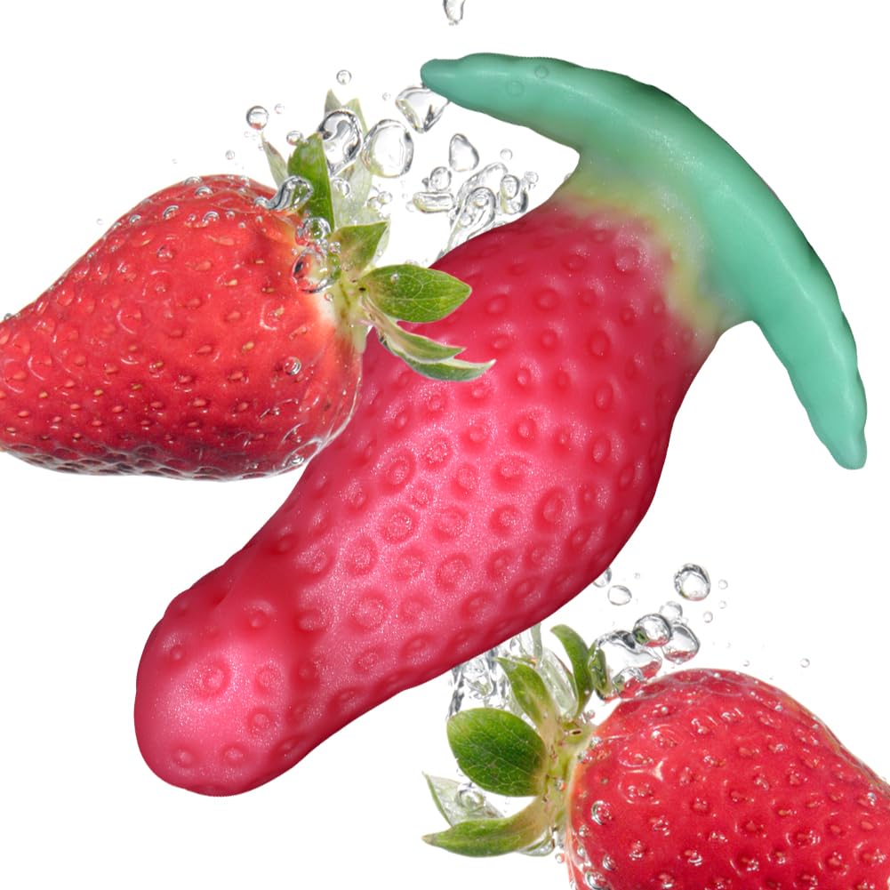 Soft Strawberry Butt Plug Anal Stretcher Prostate Massager Liquid Silicone Realistic Dildo G-spot Stimulation Anal Sex Toys for Advanced Men Women Couple Romi (): S