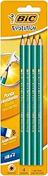 Lápis Preto BIC Evolution, Grafite Nº 2HB, Com Corpo Verde Redondo, 4 Unidades, 835319