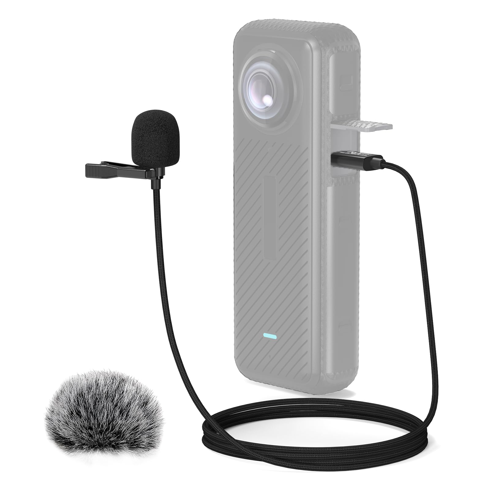 Microphone Lavalier Cubilux pour Insta 360 X4, Microphone Filaire Omnidirectionnel à Haute Sensibilité, Idéal pour Le Vlogging, Les Entretiens, Le Streaming, Les Conférences et la Diffusion, Câble de