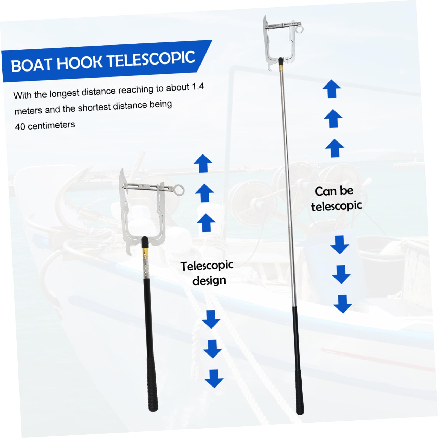 GANAZONO 1 Set Gancio per Barca Asta Multi-Gancio per Barche Pontone Gancio per Banchina Kit di Sospensione PRO Light Facile - Pesante