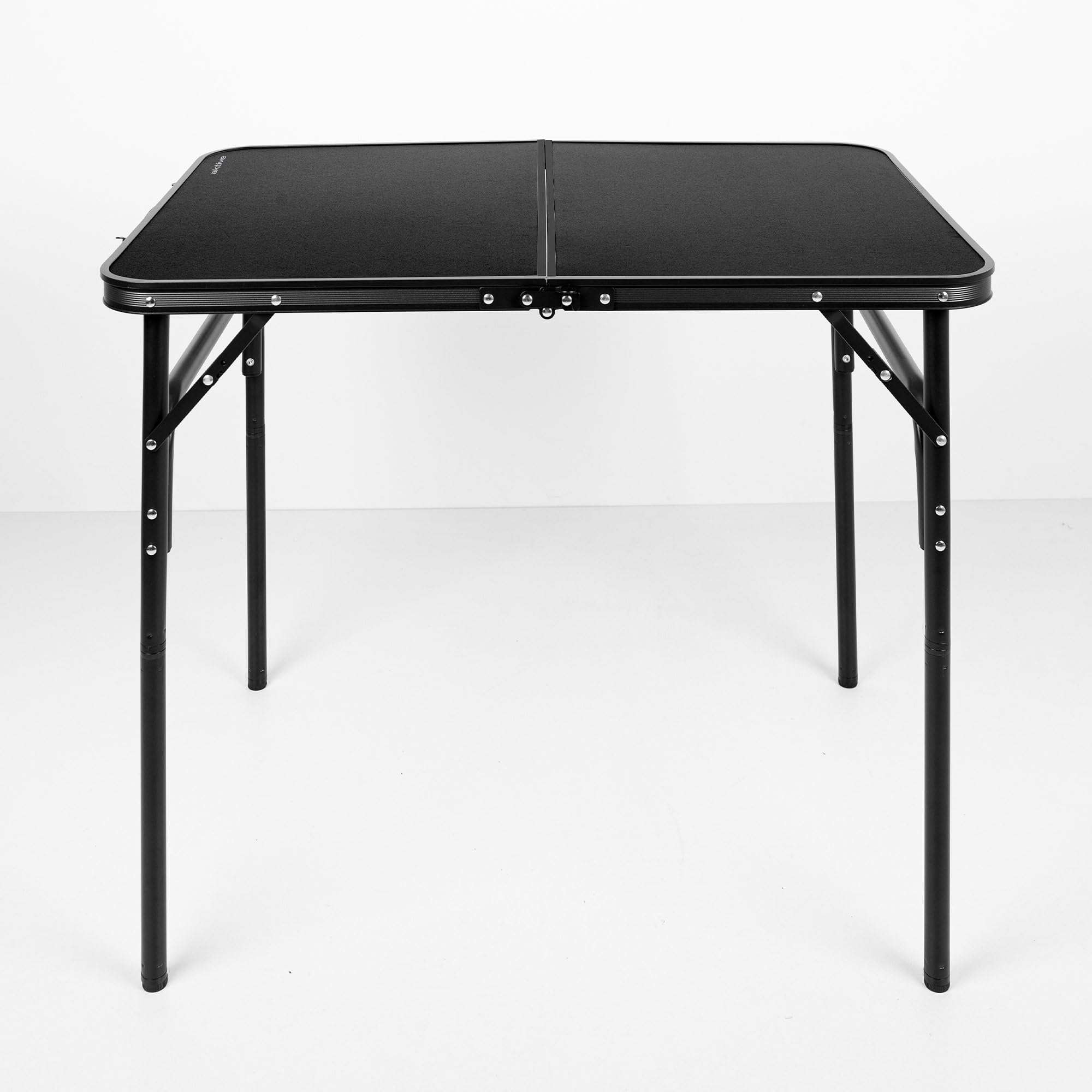 AKTIVE Mesa Plegable, 90 x 60 x 70 cm, Topes Antideslizantes, Tablero MDF, Estructura de Aluminio, Sistema de nivelación Integrado, Soporta 30 kg, Peso Ligero (63054)