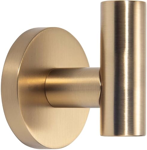 TUNNY Paquete de 3 ganchos redondos para toallas de baño, ganchos de color dorado champán, ganchos para abrigos, ganchos de pared para baño, ganchos