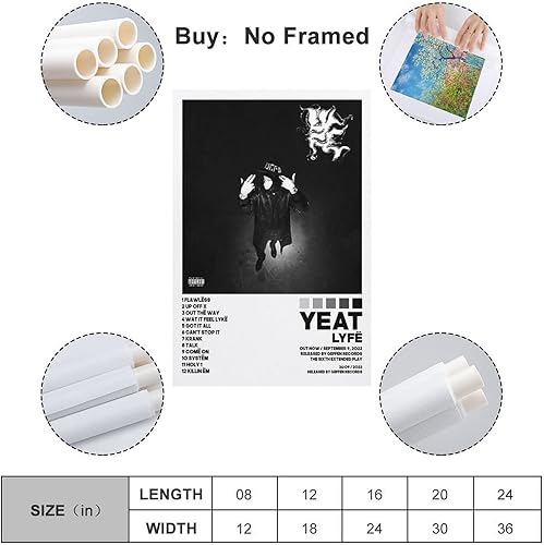 Miniatura 2 de Yeat - Póster de Lyfe para habitación, estética, lienzo, arte de pared, 12 x 18 pulgadas (11.8 x 17.7 in)
