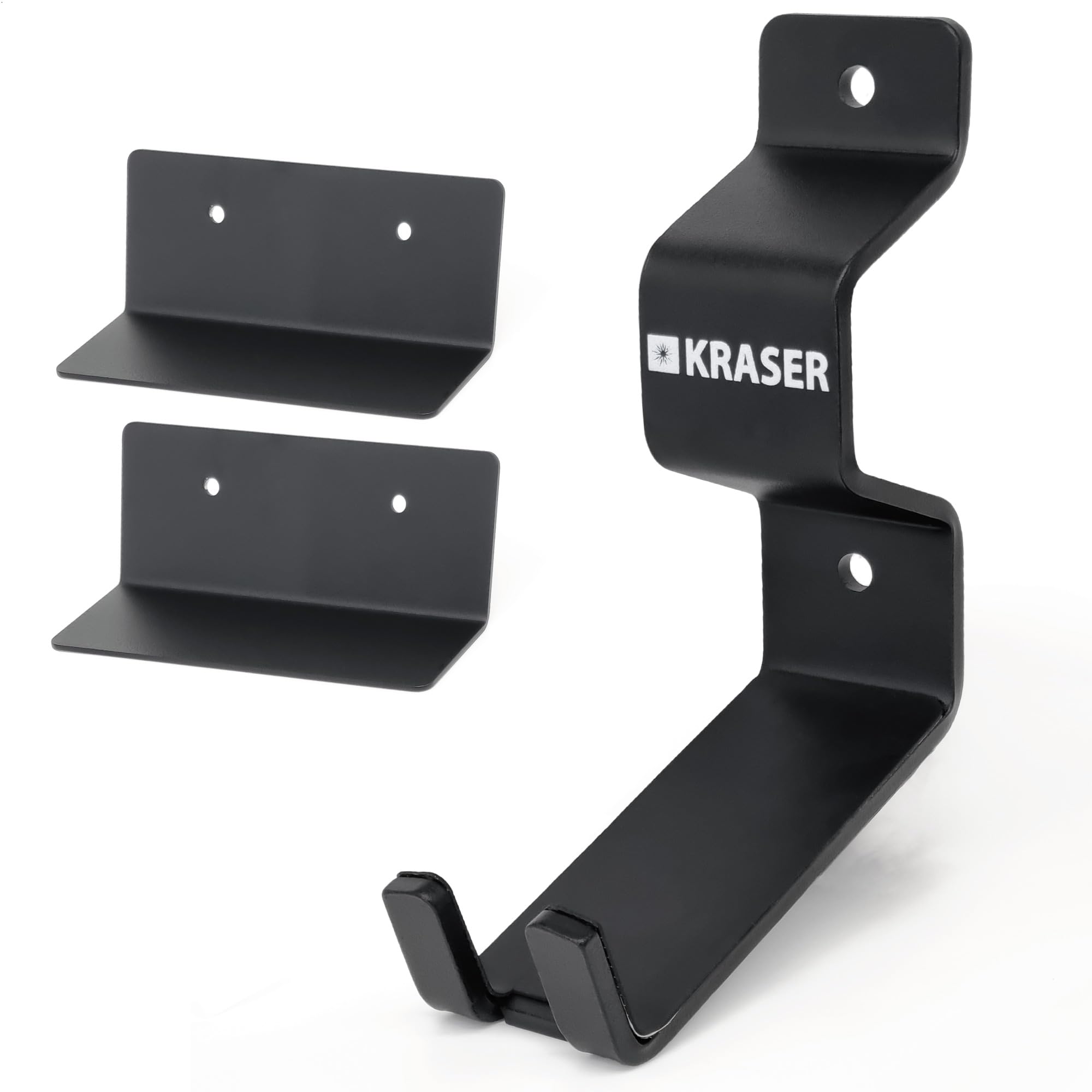 KRASER KR42P Soporte Bicicletas Pared con Anclaje Antirrobo 2en1 | Colgador Bicicleta por Pedal con Punto para Asegurar con Cadena | Doble Apoyo Rueda, Acero Reforzado 5mm | Compatible E-Bike MTB