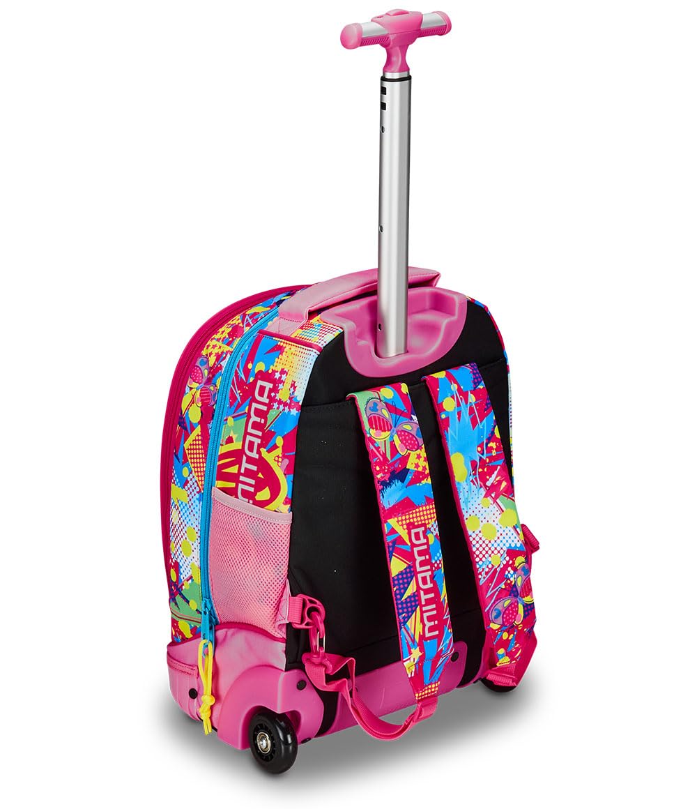 Mitama Trolley Run Scuola Butterfly,Doppio Scomparto, Rosa, Scuola Elementare e Tempo Libero, Bambina Ragazza