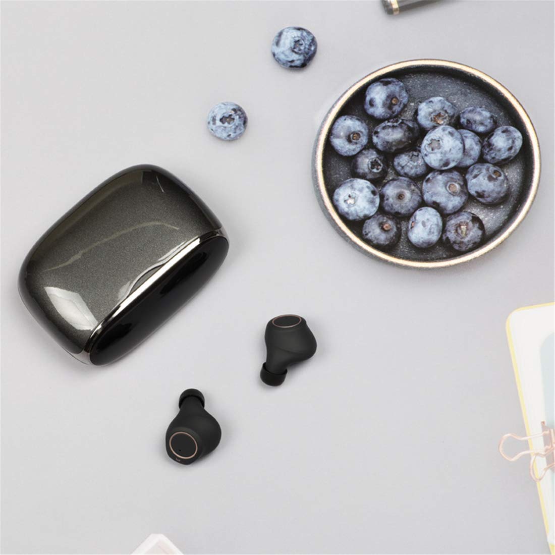 Bezprzewodowe słuchawki Bluetooth z obudową ładowania, aktywne słuchawki redukcyjne redukcji szumów, dwójny zestaw słuchawkowy Bluetooth 5.0 z wbudowanym mikrofonem do sportu,Gray