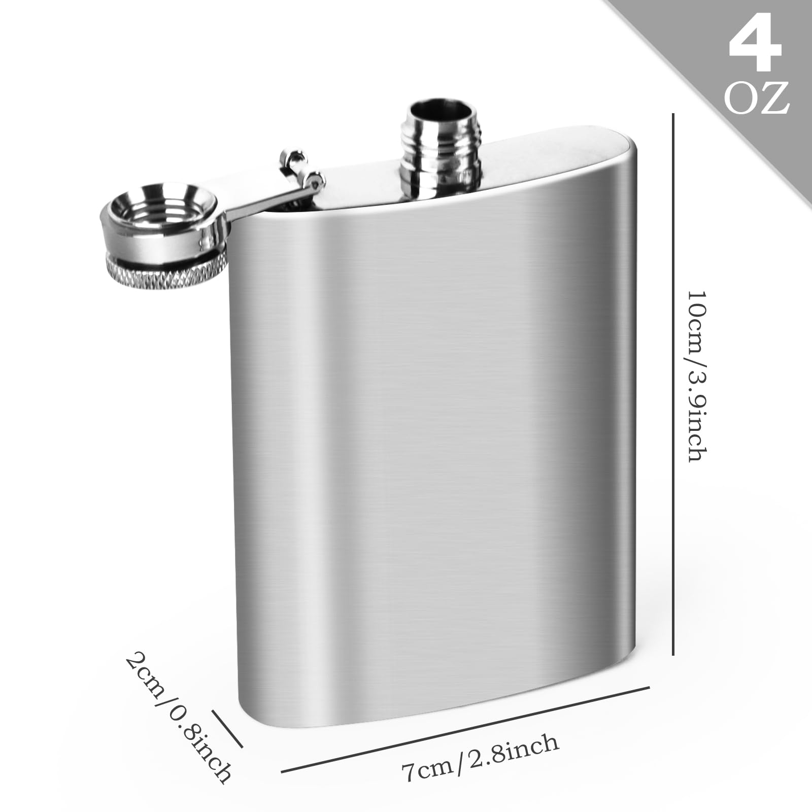 Flasque En Acier Inoxydable 304 Plat 500ml - Pour Whisky, Eau - Capuchon Anti-perte - Idéal Randonnée, Cadeau (gris)