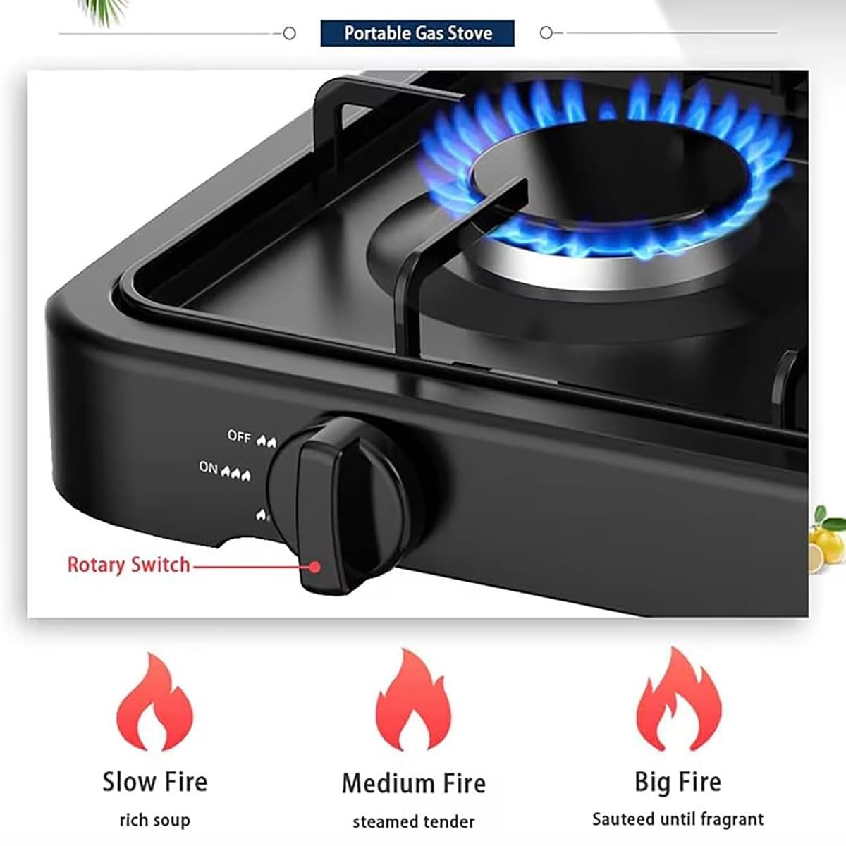 Dwupalnikowa kuchenka kempingowa, przenośna kuchenka gazowa o mocy 4,4 kW z pokrywką, zewnętrzna kuchenka kempingowa LPG, regulowana temperatura, automatyczny układ zapłonu, na piknik, grill