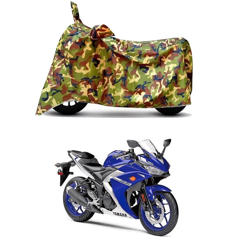 Image of Waterproof 100% PVC Coated Full Bike Scooty Two Wheeler Body Cover Compatible for Yamaha R3 /UV-Rays /Heat Protection /Birds Dropping /Scratchproof /Dust Proof /All Varients[6X6 Jungle Print]