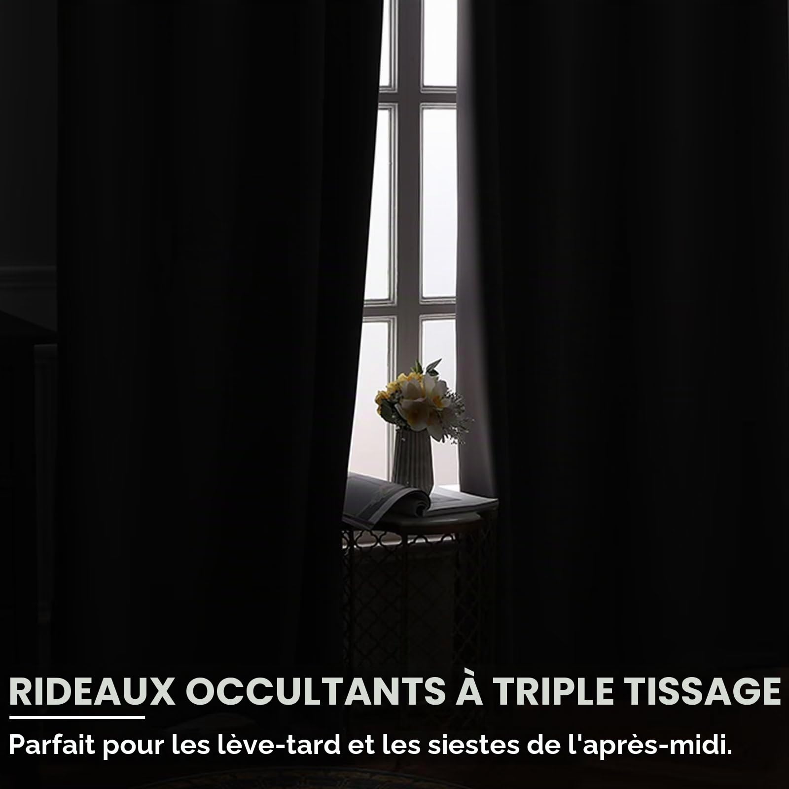 DWCN Rideau Occultant Galon Fronceur avec Cravates - Rideau Thermique Isolant Anti Froid et Chaleur, Rideaux pour Salon et Chambre, Gris, 140 x 200 cm