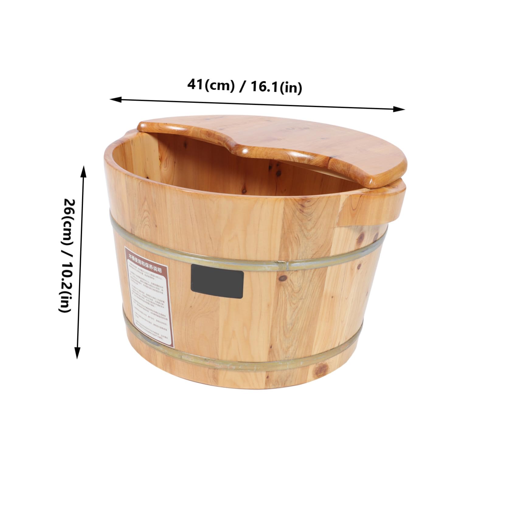 Vasca per Pediluvio in Legno Coperchio e Perle Massaggianti, Secchio per Ammollo Piedi Resistente Alte Temperature, Barile per Lavaggio Piedi Domestico Relax e Benessere Famiglia