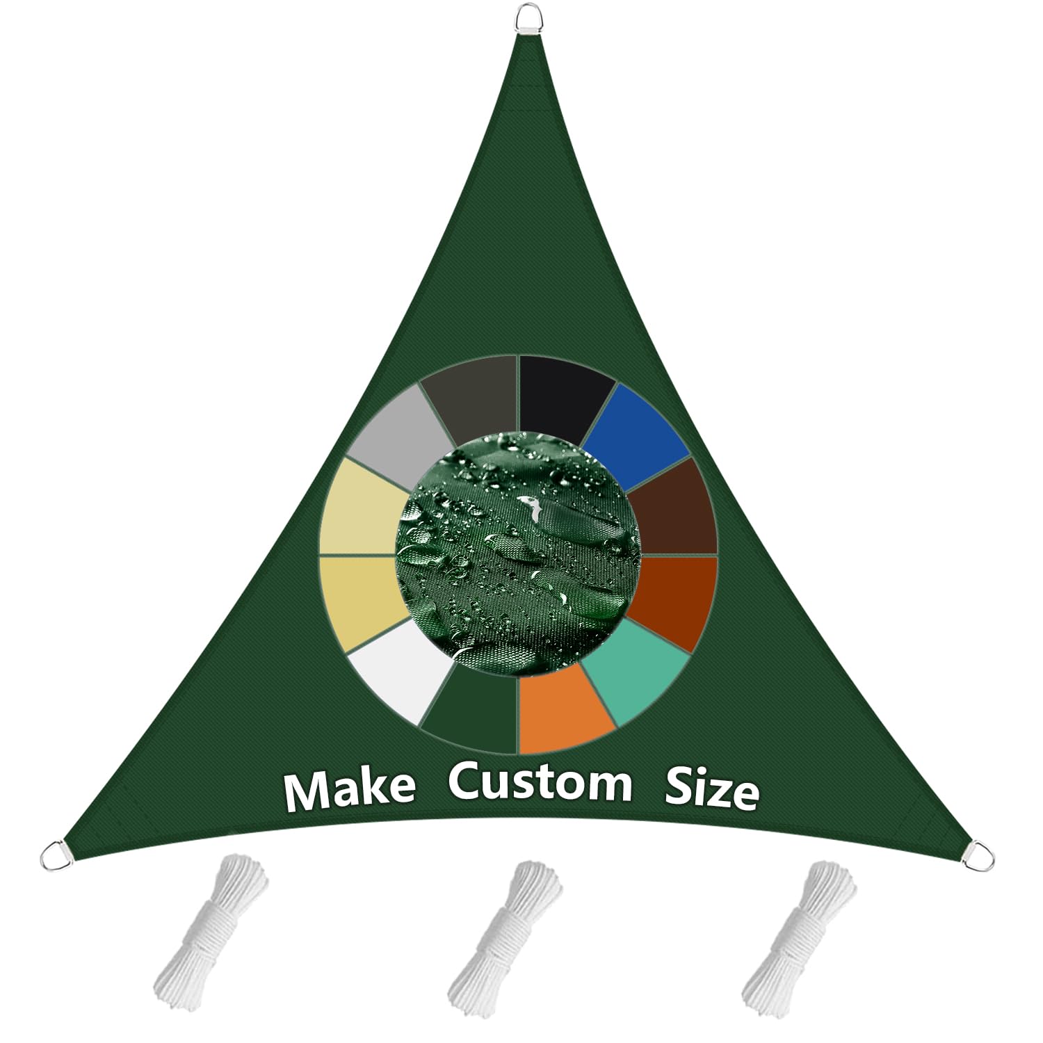 Sichtschutz Sonnensegel Dreieckig(20 Farben und 99 Größen) Sonnensegel Wasserdicht Sonnenschutz,PES Polyester 98% UV-Schutz Überdachung Plane für Garten Outdoor- 1.6X1.6X1.6m Dunkelgrün