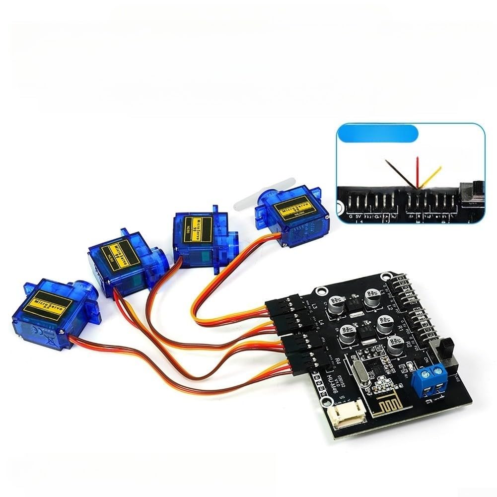 Scudo driver motore passo-passo a 8 canali per progetti di robotica Arduino con telecomando 2,4 G e supporto sensore di prevenzione degli ostacoli, compatto 68 x 53 mm (B)
