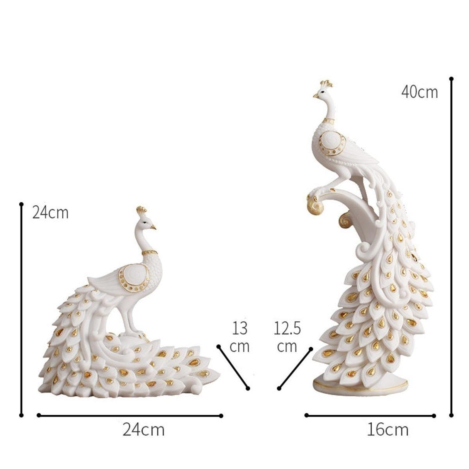 Figurine de Paon En Résine pour Décoration de Bureau et Intérieur, 24cmx13cmx24cm