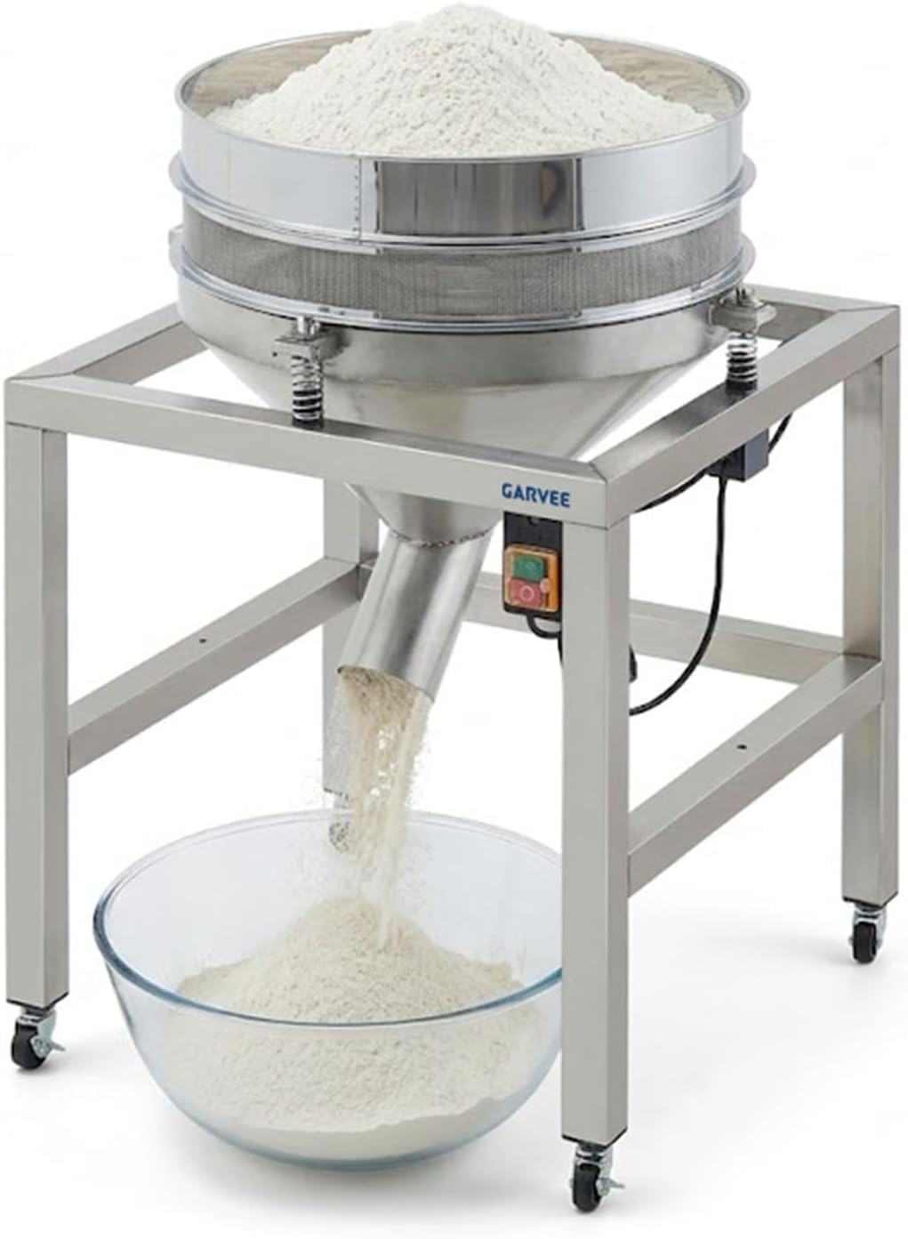 Automatic Powder Sifter Machine, Electric Flour Sieve Shaker with 40 Mesh & 100 Mesh Stainless Steel Screens, High-Speed Sifting Machine for Baking, Food