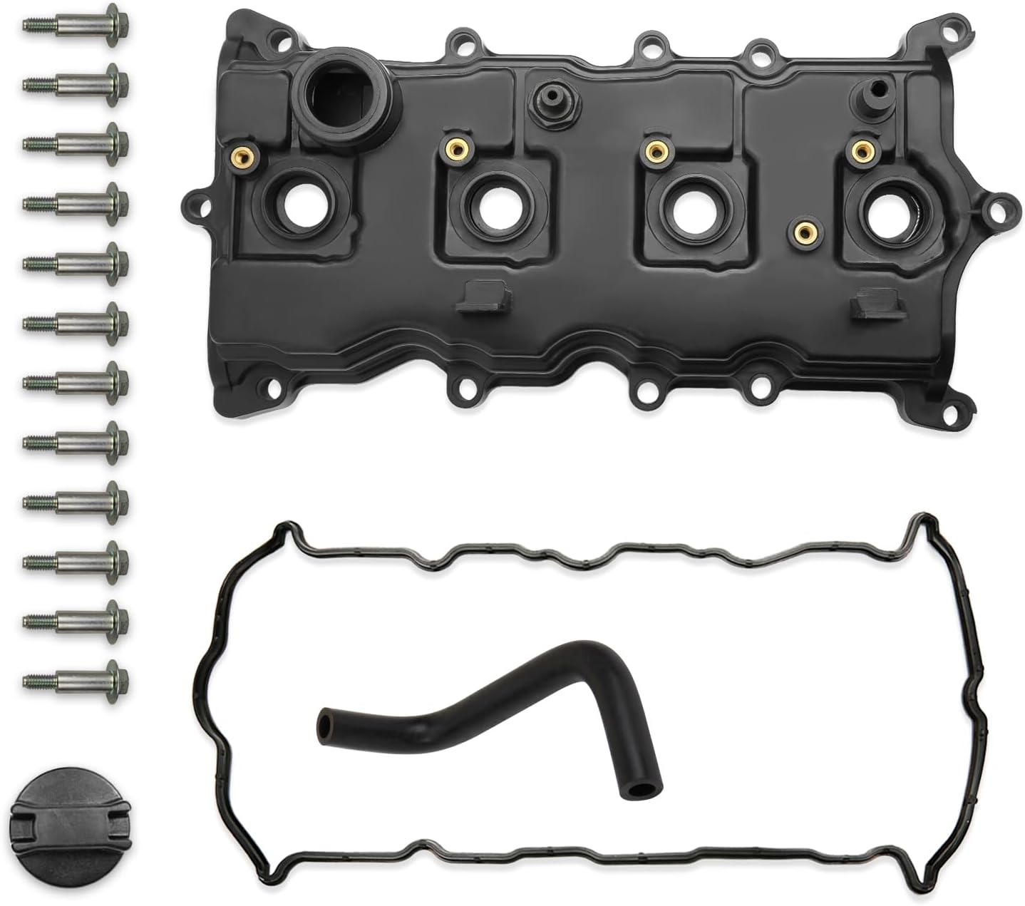 Engine Valve Cover w/Gasket Bolts Oil Filter Cap Compatible with 2007-2013 Nissan Altima Sentra SE-R 2.5L Replaces Parts 13264-JA00A 13270-JA00A