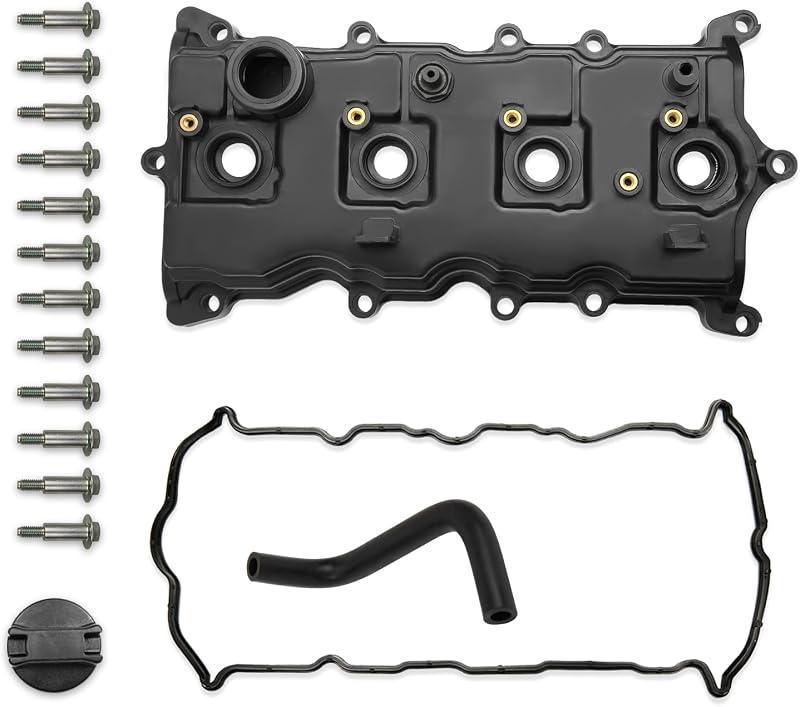 Tampa de válvulas do motor MILIPARTS com junta, parafusos e tampa de óleo para Nissan 2.5L QR25DE – Kit com 1 unidade