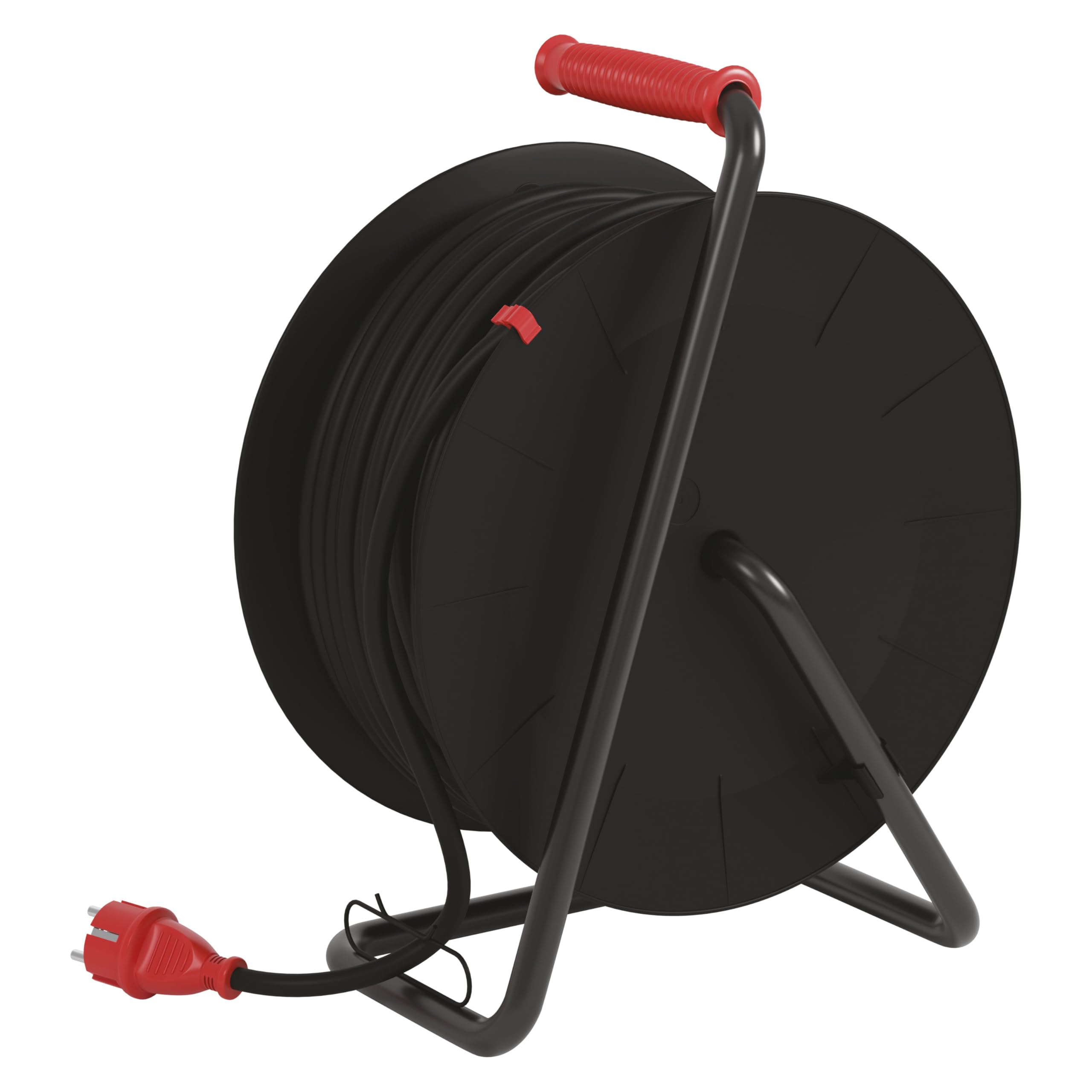 EMOS - Kabeltrommel 50m mit verstärktem Kabel - 4 French-Steckdosen - wasserdicht, schlagfest, hitze- & kältebeständig - 230V, 16A, 3680W - Gummi-Isolierung - H07RN-F3G 2,5 mm2 - IP44 für Außen