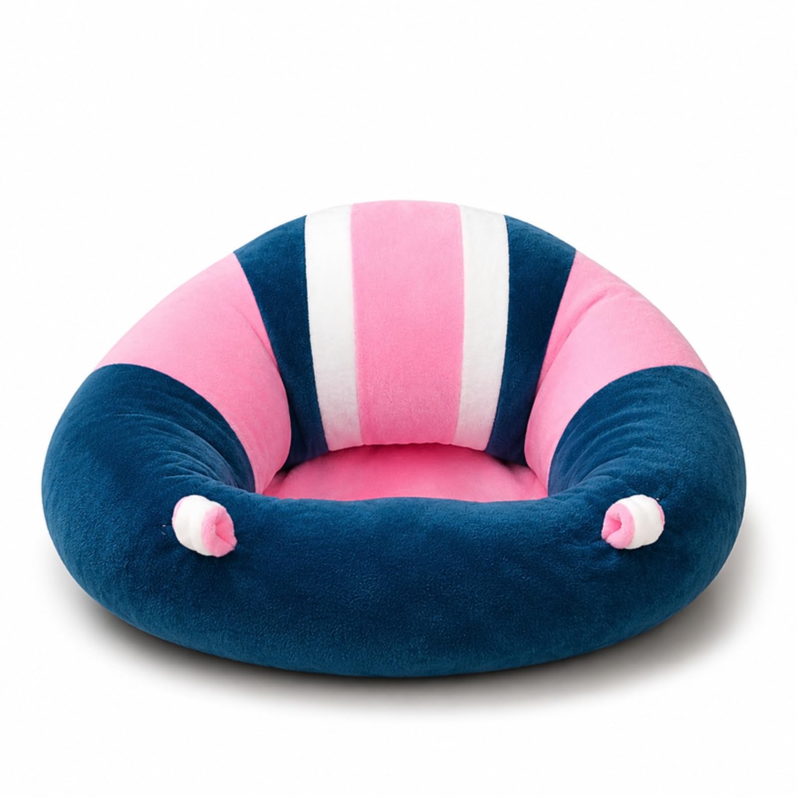 Baby Support Sofa Seat with Navy Blue, Pink & White Plush Design | Soft Infant Sitting Support Chair for 6-24 Months | Gift for Baby Boys, Girls & Kids-image-18