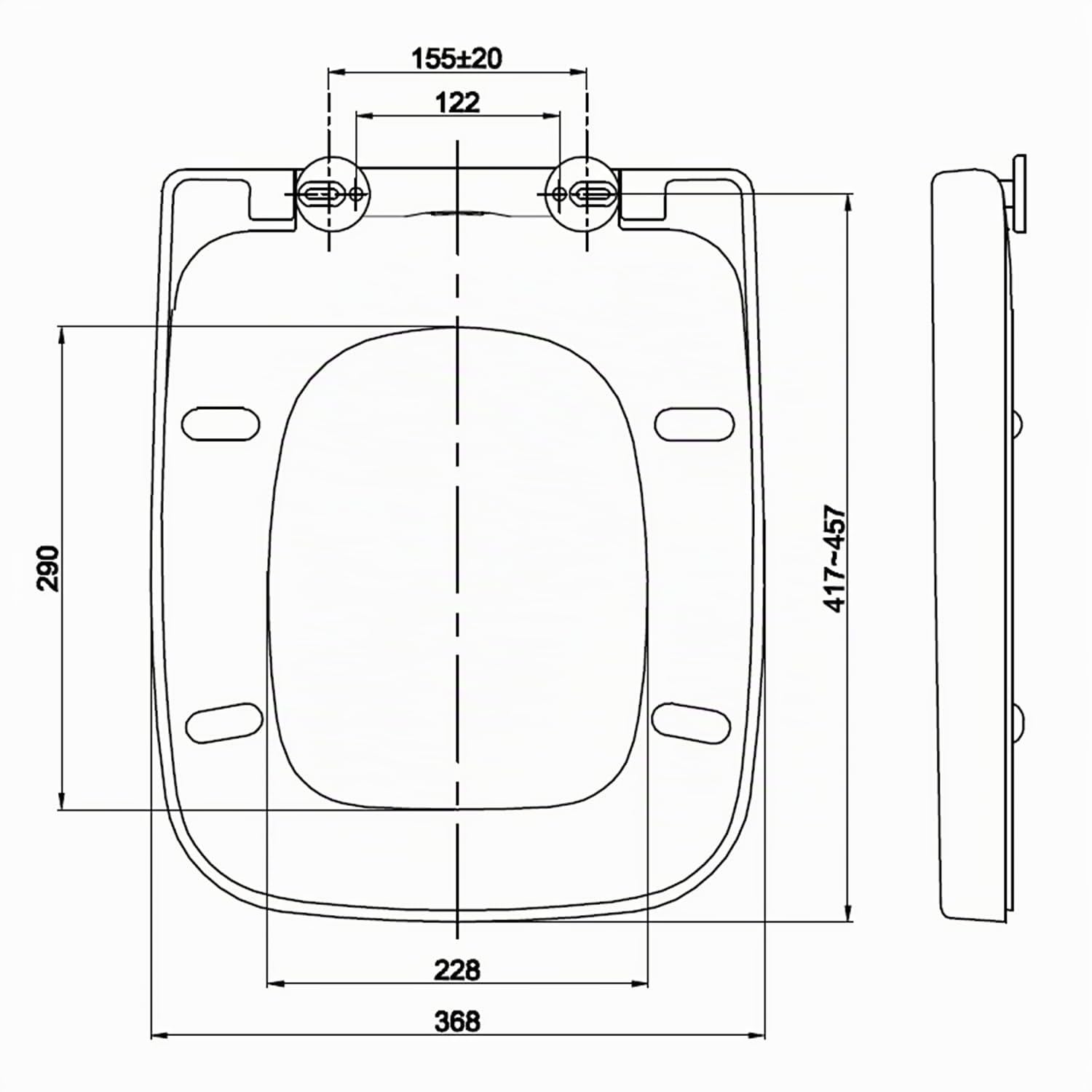 Dombach® Lamera Premium - Tapa WC Universal, Blanco, Forma Cuadrada, Duroplástico, Cierre Automático y Suave, Desmontable, Amortiguada